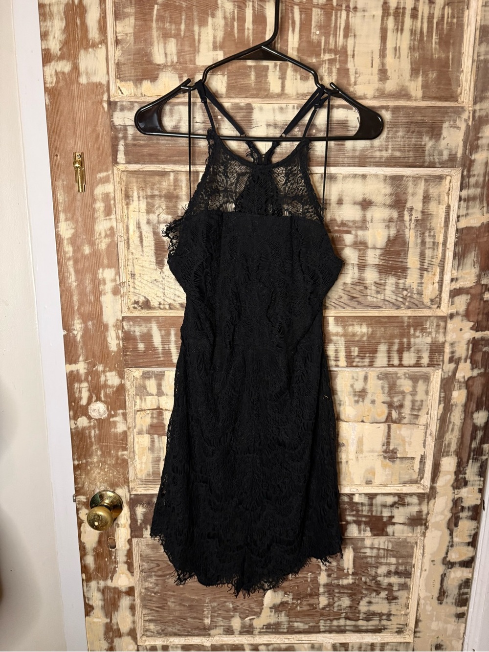 Free People Black Lace Halter Slip